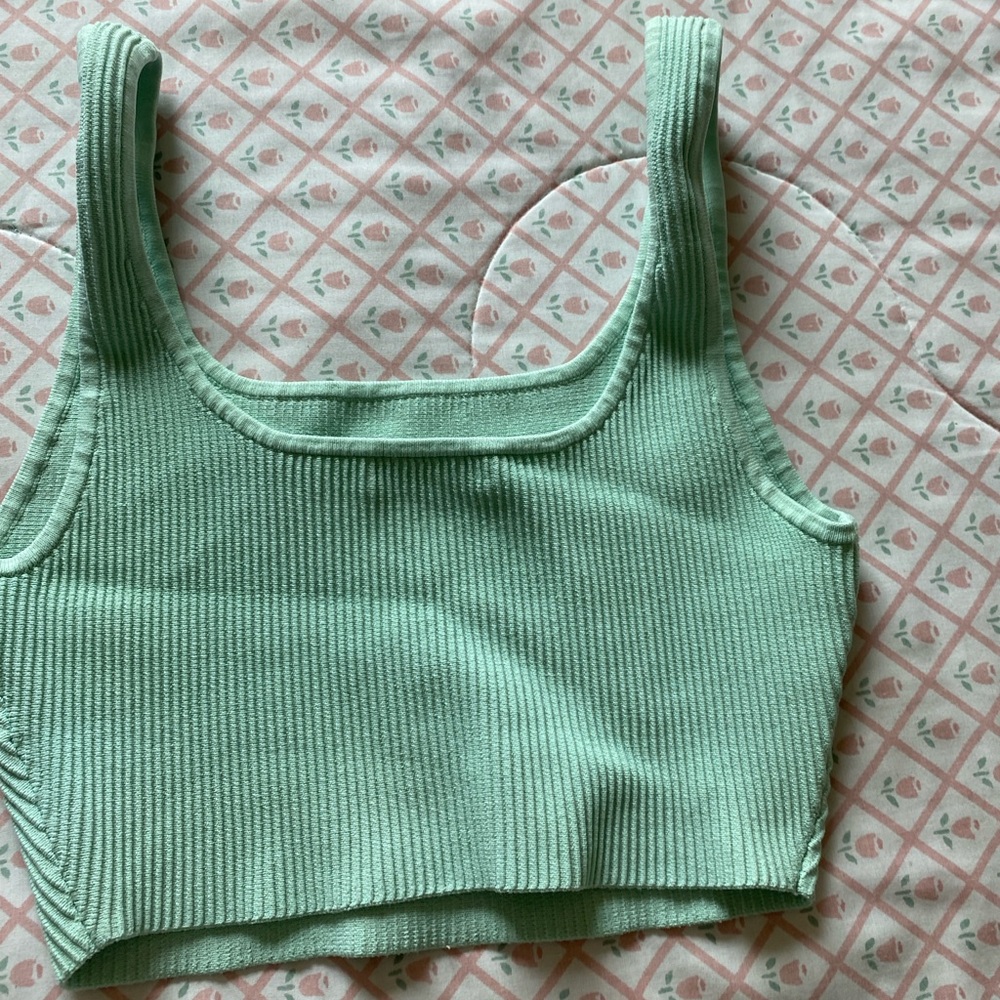 Aritzia Babaton Mint Green Ribbed Knit Sculpt